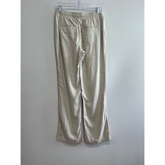 Est 1946 Cato Linen Blend Wide Leg Pant Womens Small Khaki Elastic Waist Pockets - Picture 3 of 9